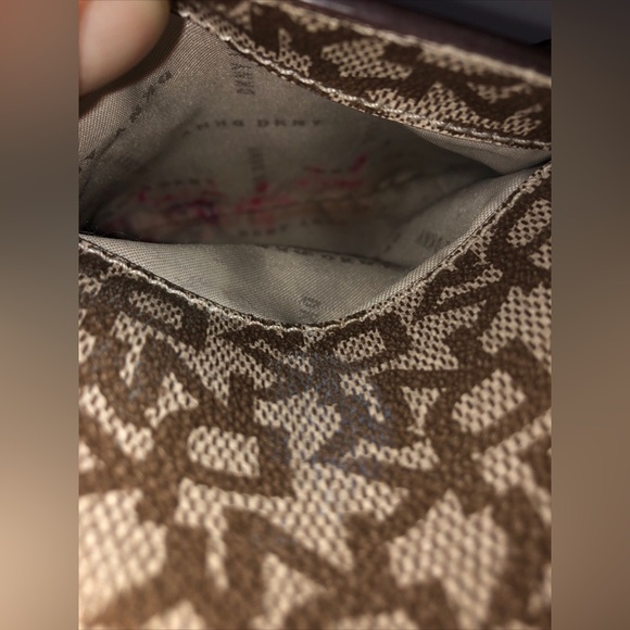 DKNY Donna Karan Leather Purse Logo Pattern W Silver Charm Detachable Authentic - Picture 7 of 16